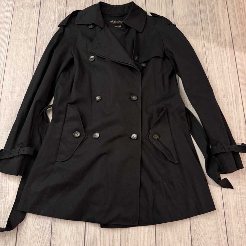 AllSaints Spitalfields Women's Black Double Breasted Trench Coat Size 8 Belted
